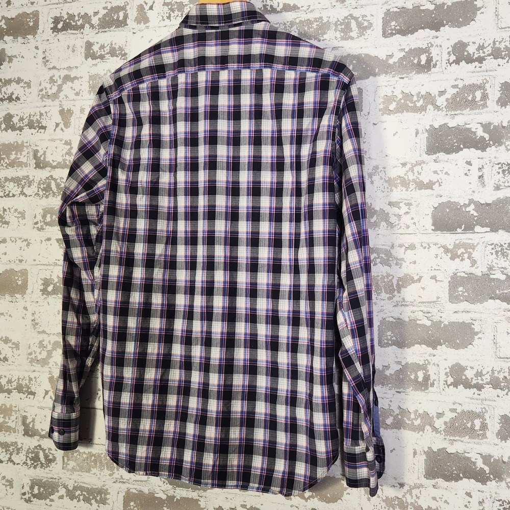 Banana Republic Slim Fit Plaid Long Sleeve Button Down Shirt Men's Medium Purple - Picture 12 of 16